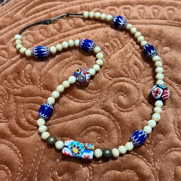 Vintage Antler-Bone Venetian Murano Glass Trade Bead African Necklace - Picture 4 of 15